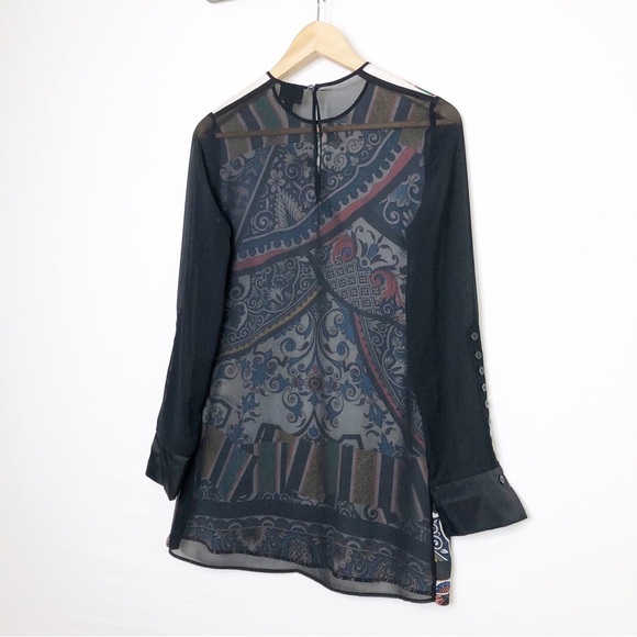 Just Cavalli graphic print, sheer tunic top - Picture 9 of 10